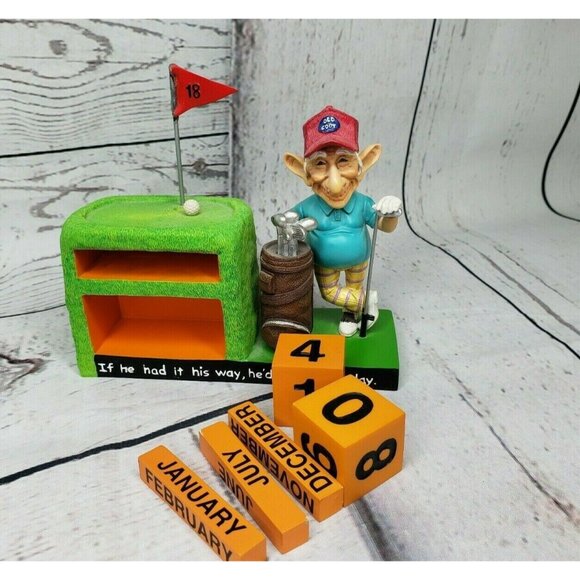 Coots 3D Golf Figurine Date Desk Calendar - "Old Coot" with Month and Date Tiles - Picture 11 of 12